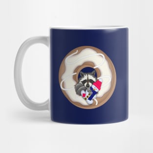 Raccoon with Snowman and Donut. Christmas design. Mug